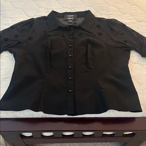 ModCloth x Collectif Black Button-Up Spiderweb Top